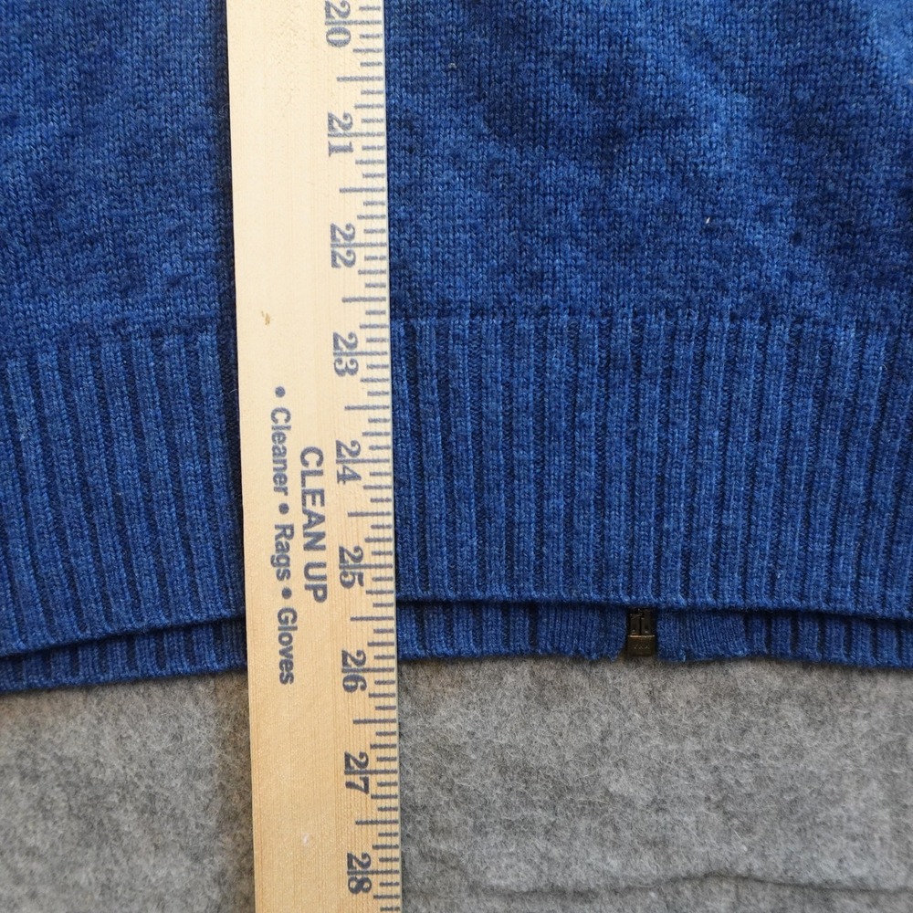 Pure Collection Cardigan Mens Medium Blue Wool Cashmere Ribbed Full Zip Sweater - Picture 7 of 10